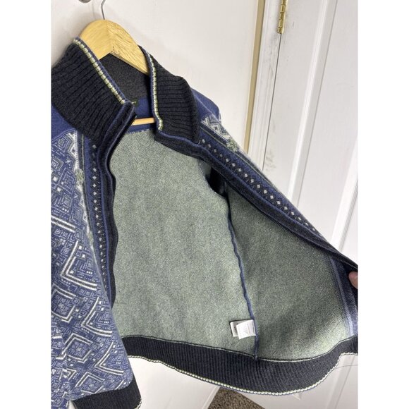 Eddie Bauer Merino Wool Nordic Zip Sweater Blue Fair Isle Cardigan Women’s M/L - Picture 6 of 7